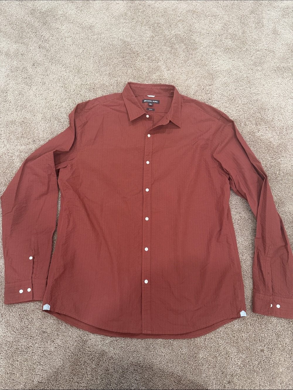 Michael Kors Men's Button-Up Dress Shirt in Rust